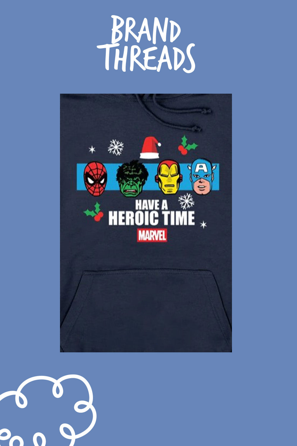 Mens Marvel Christmas Navy Hoodie