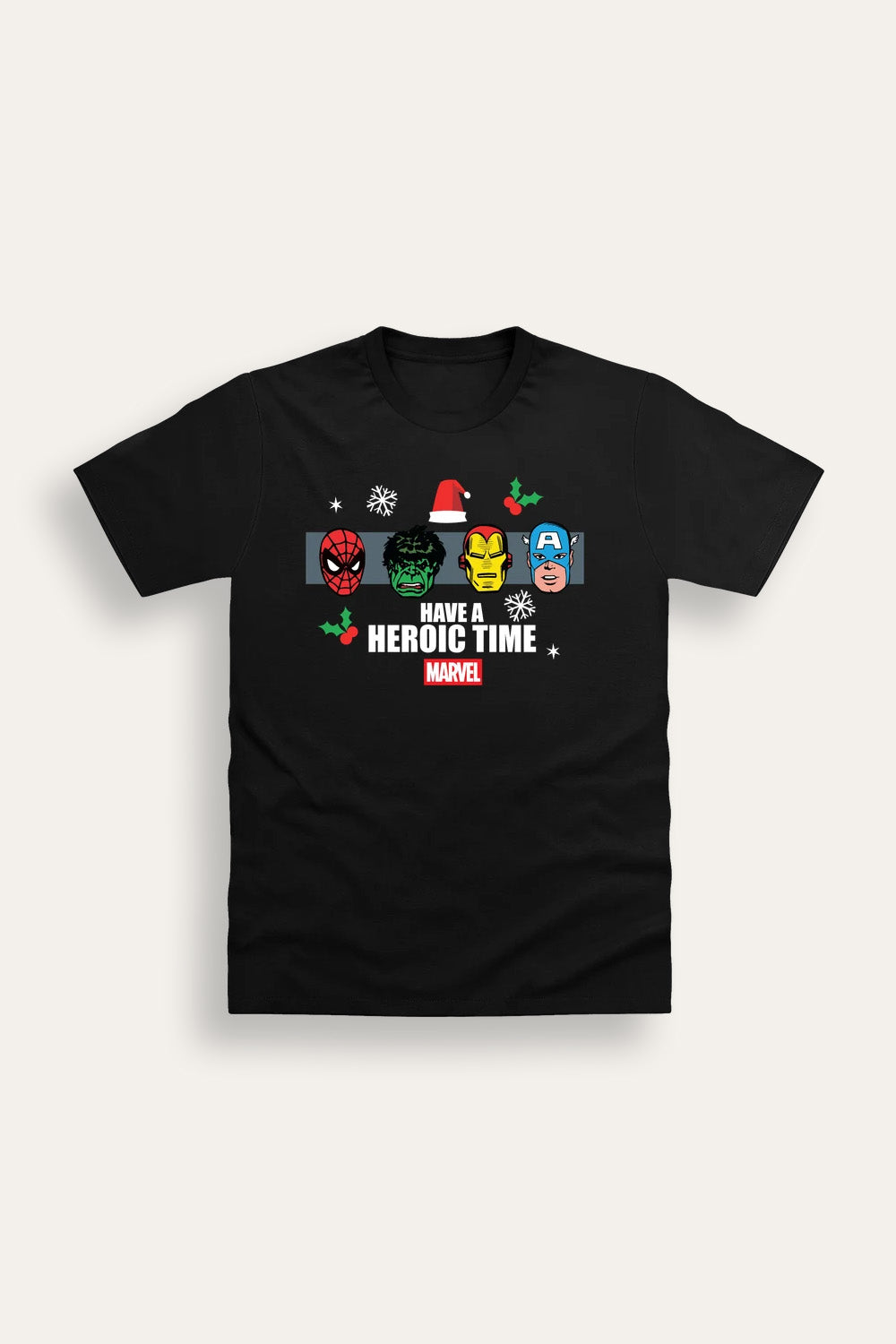 Mens Marvel Black Christmas T-Shirt