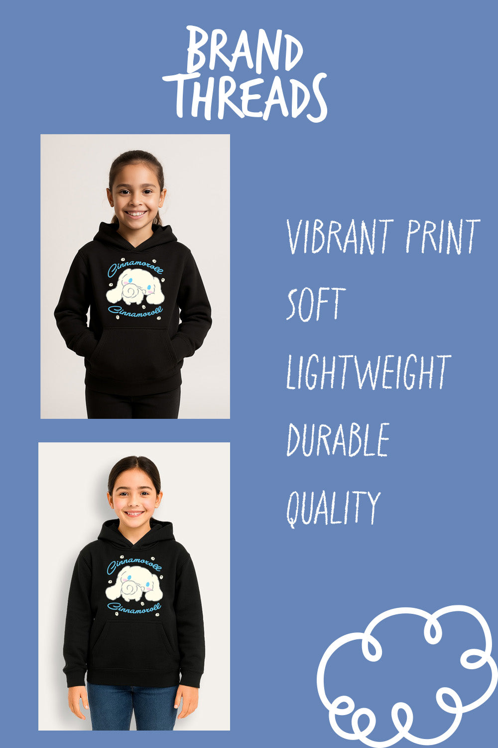 Girls Cinnamoroll Black Hoodie