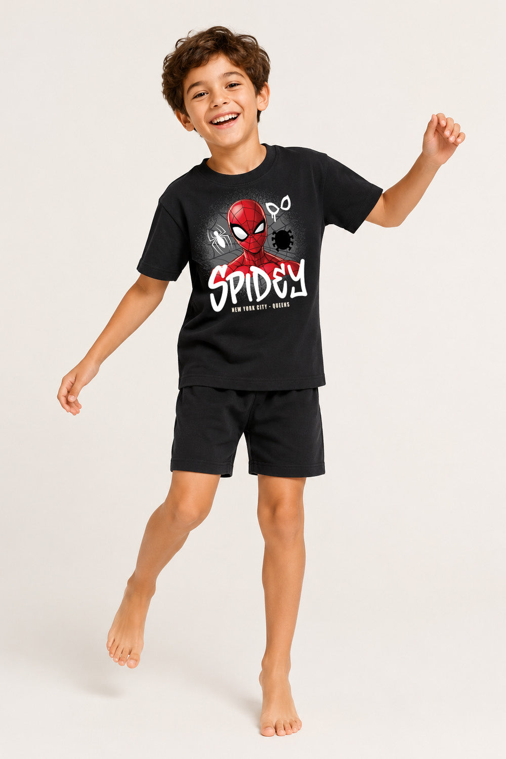 Marvel Spiderman Boys Black Short Pyjama Set