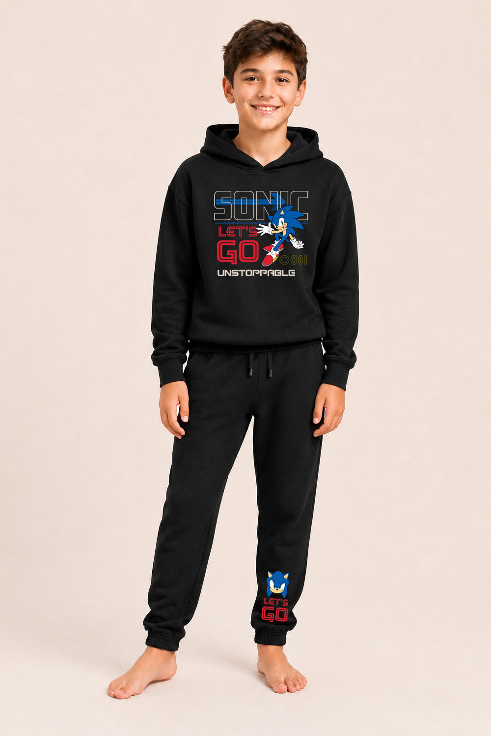 Sonic the Hedgehog Boys Black Hoodie and Jogger Set