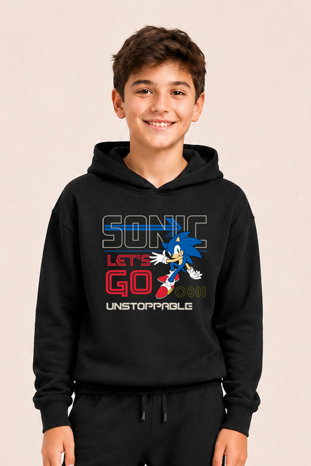 Sonic the Hedgehog Boys Black Hoodie and Jogger Set