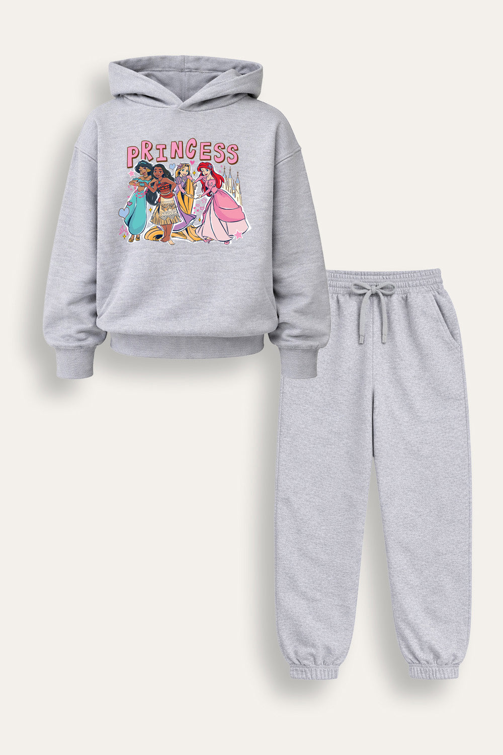 Disney Princess Girls Grey Hoodie and Joggers Set