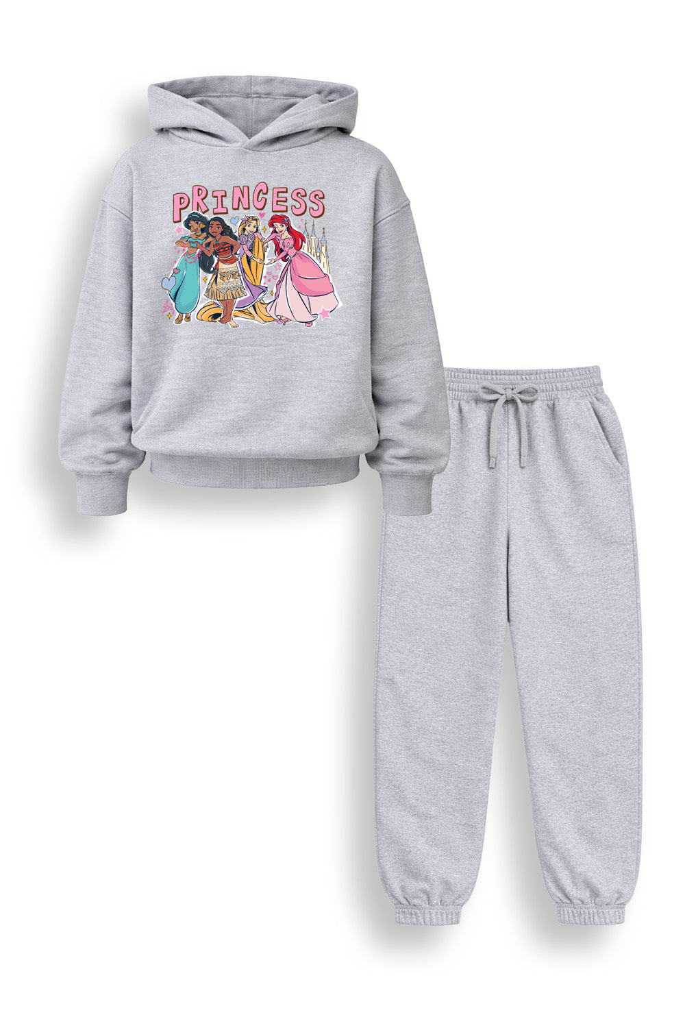 Disney Princess Girls Grey Hoodie and Joggers Set