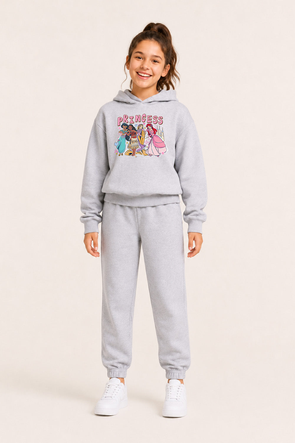 Disney Princess Girls Grey Hoodie and Joggers Set