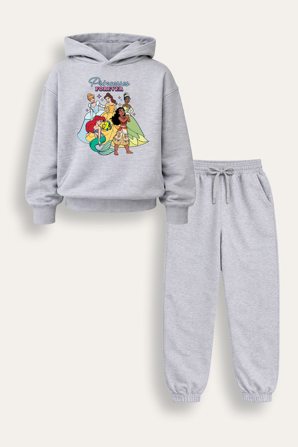 Disney Princess Girls Grey Hoodie and Joggers Set