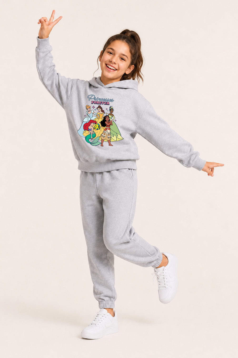 Disney Princess Girls Grey Hoodie and Joggers Set
