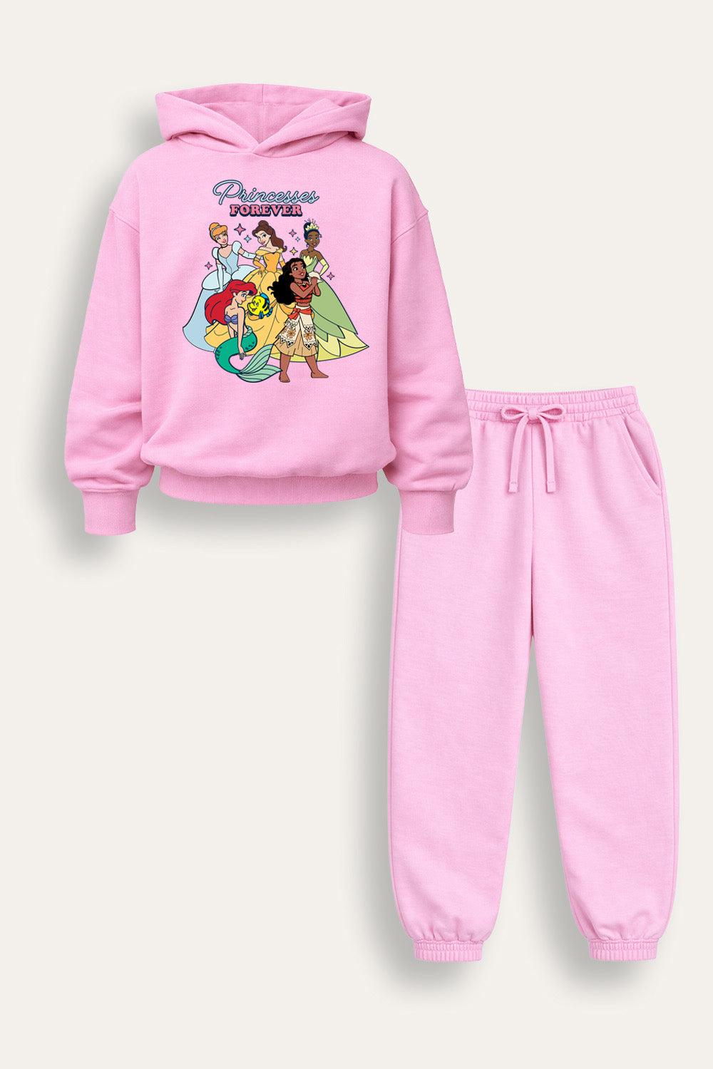 Disney Princess Girls Pink Hoodie and Joggers Set
