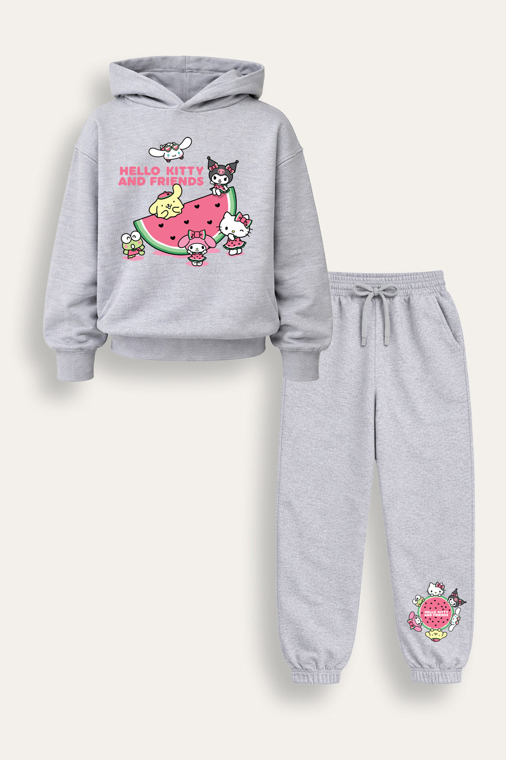 Hello Kitty Girls Grey Hooded Jogger Set
