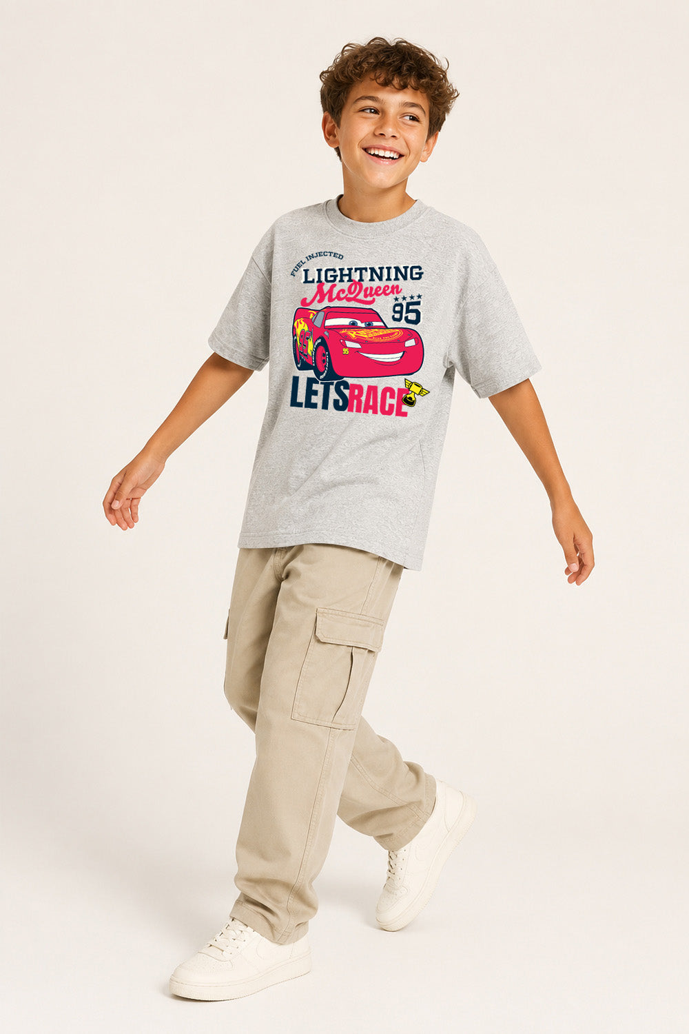 Disney Cars Lightning McQueen Boys Grey T-Shirt