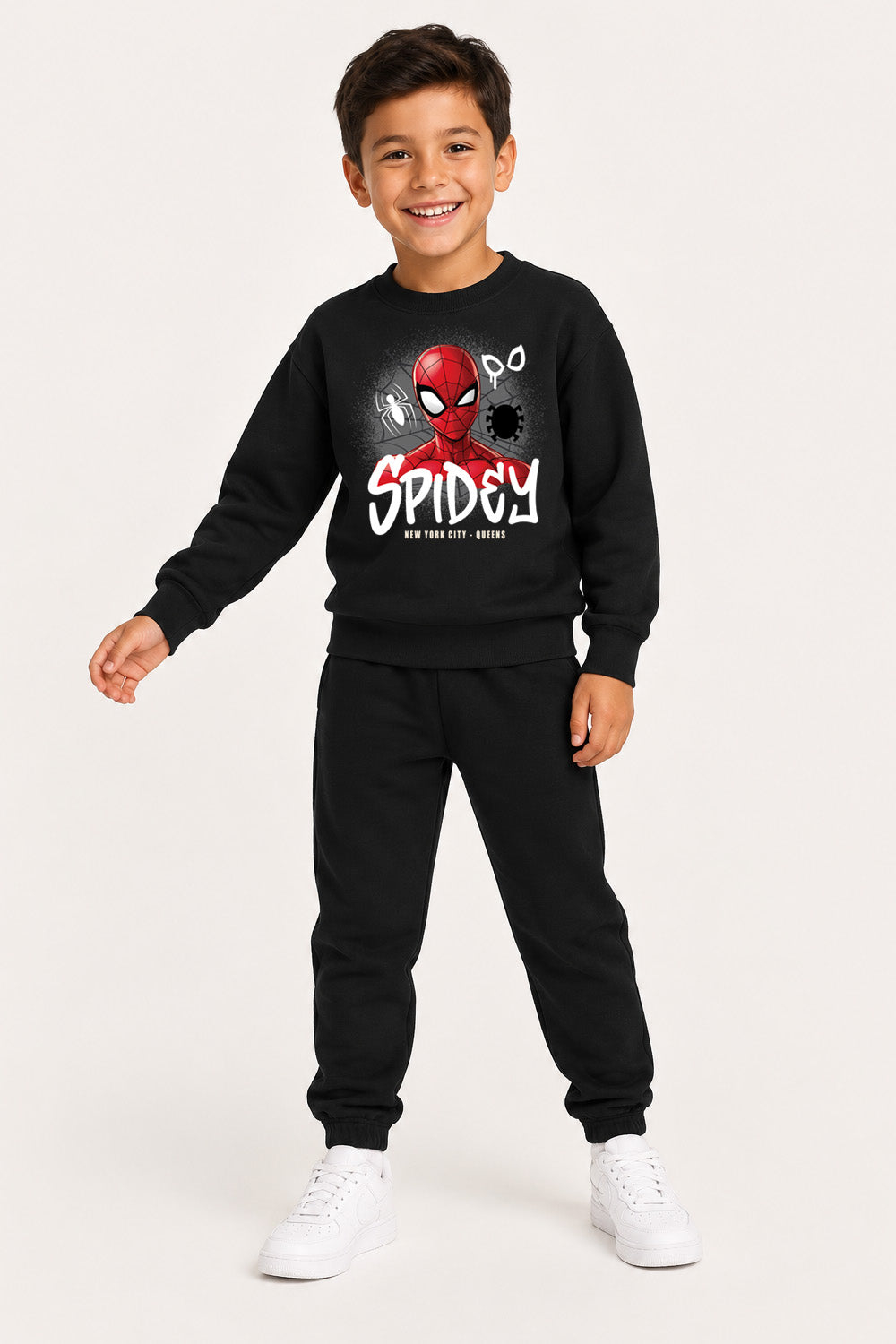 Marvel Spiderman Boys Black Sweatshirt and Jogger Set