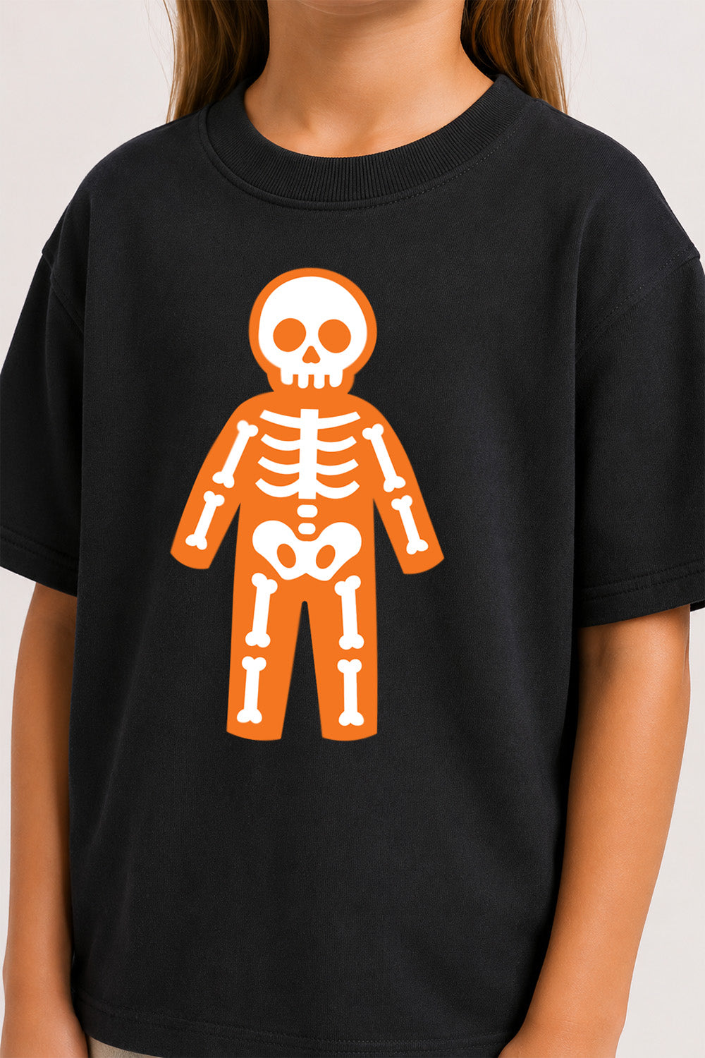 Halloween Full Skeleton Kids Black T-Shirt