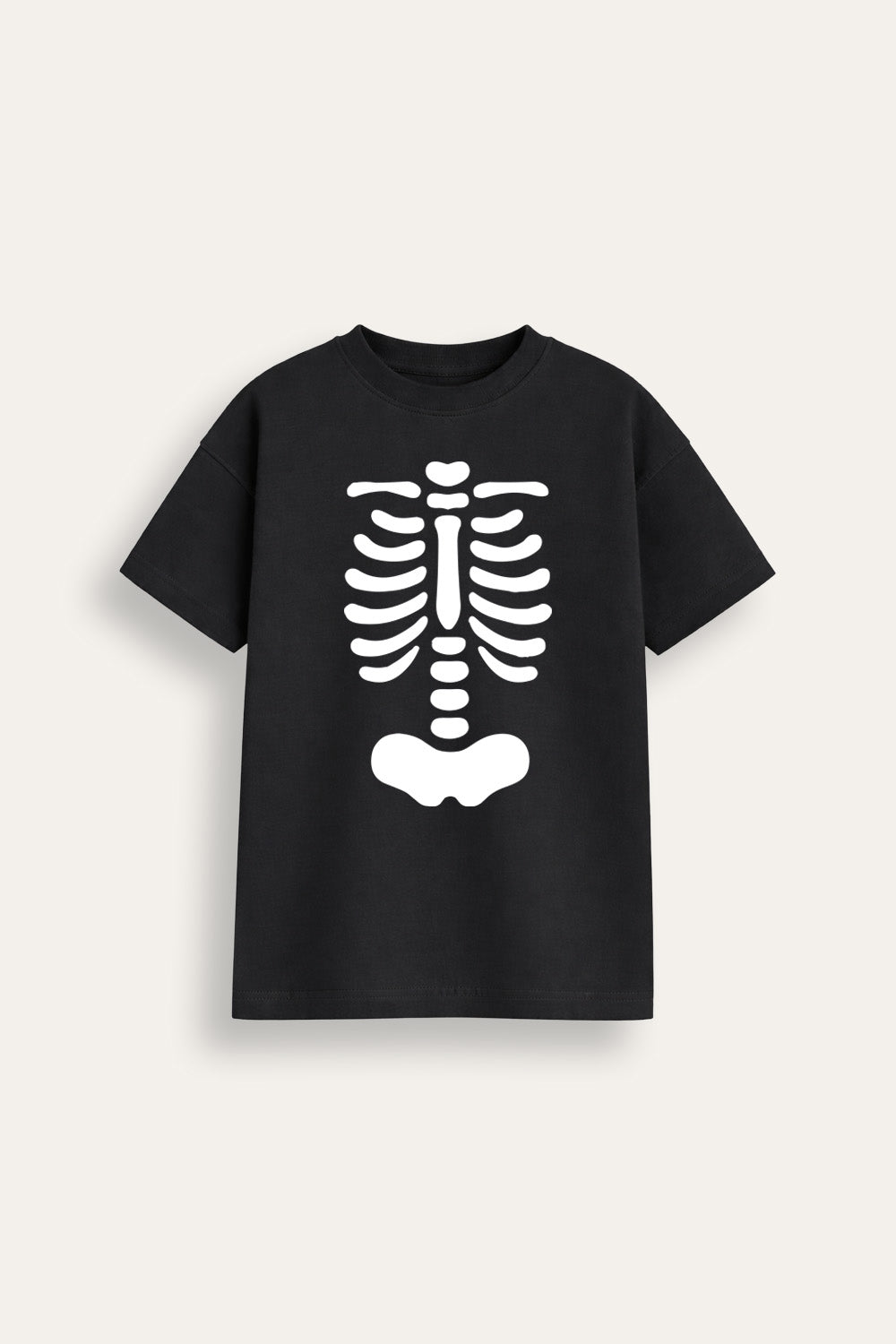 Halloween Ribs Skeleton Kids Black T-Shirt