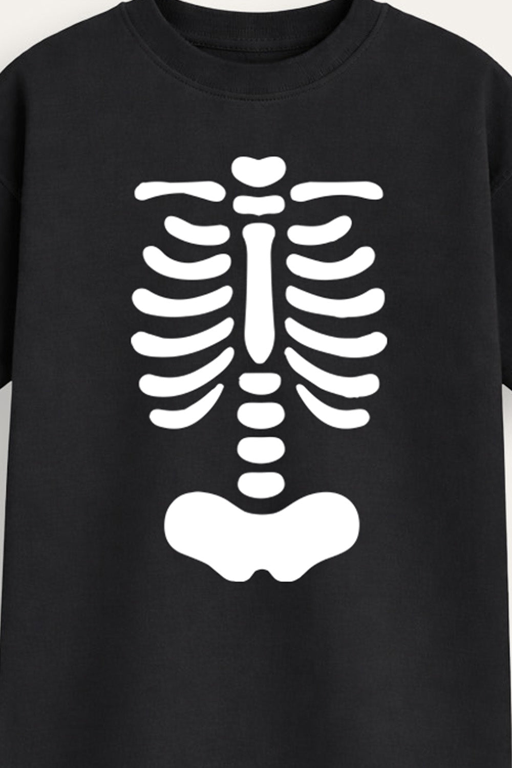 Halloween Ribs Skeleton Kids Black T-Shirt