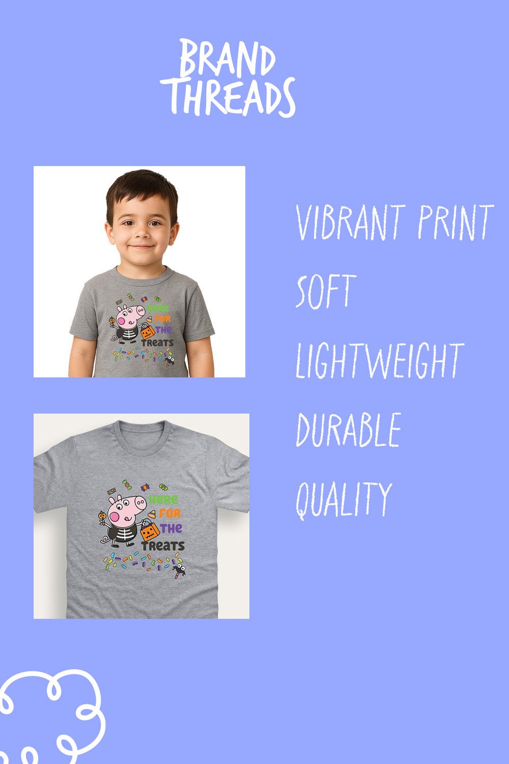 Boys George Grey Halloween T Shirt - Brand Threads