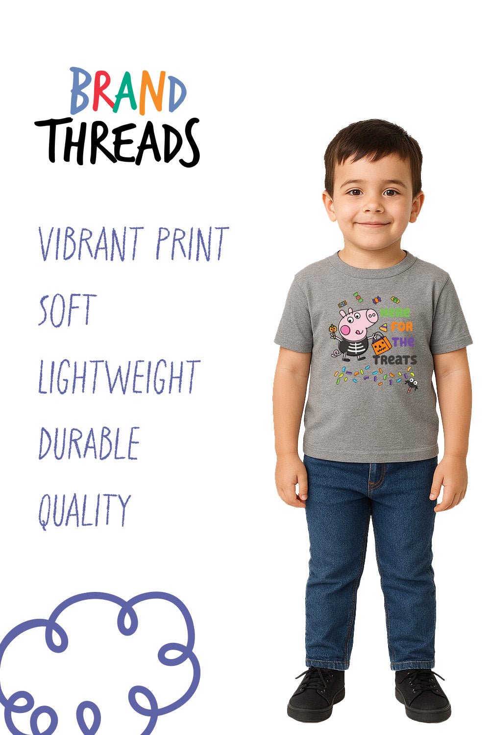 Boys George Grey Halloween T Shirt - Brand Threads