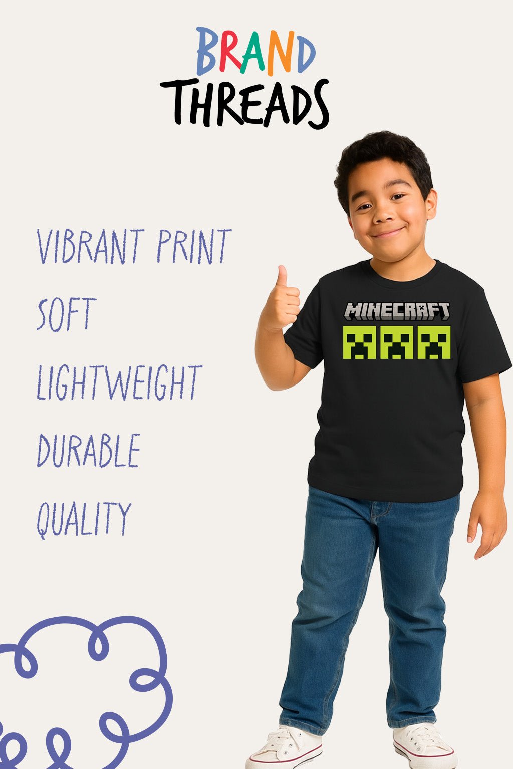 Boys Minecraft Creeper Black T-Shirt - Brand Threads