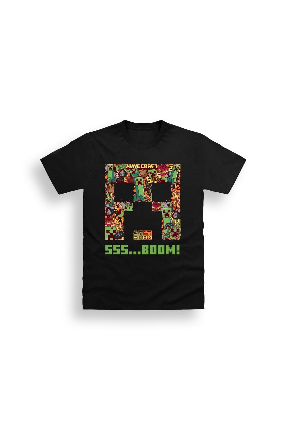 Boys Minecraft Creeper Black T-Shirt - Brand Threads