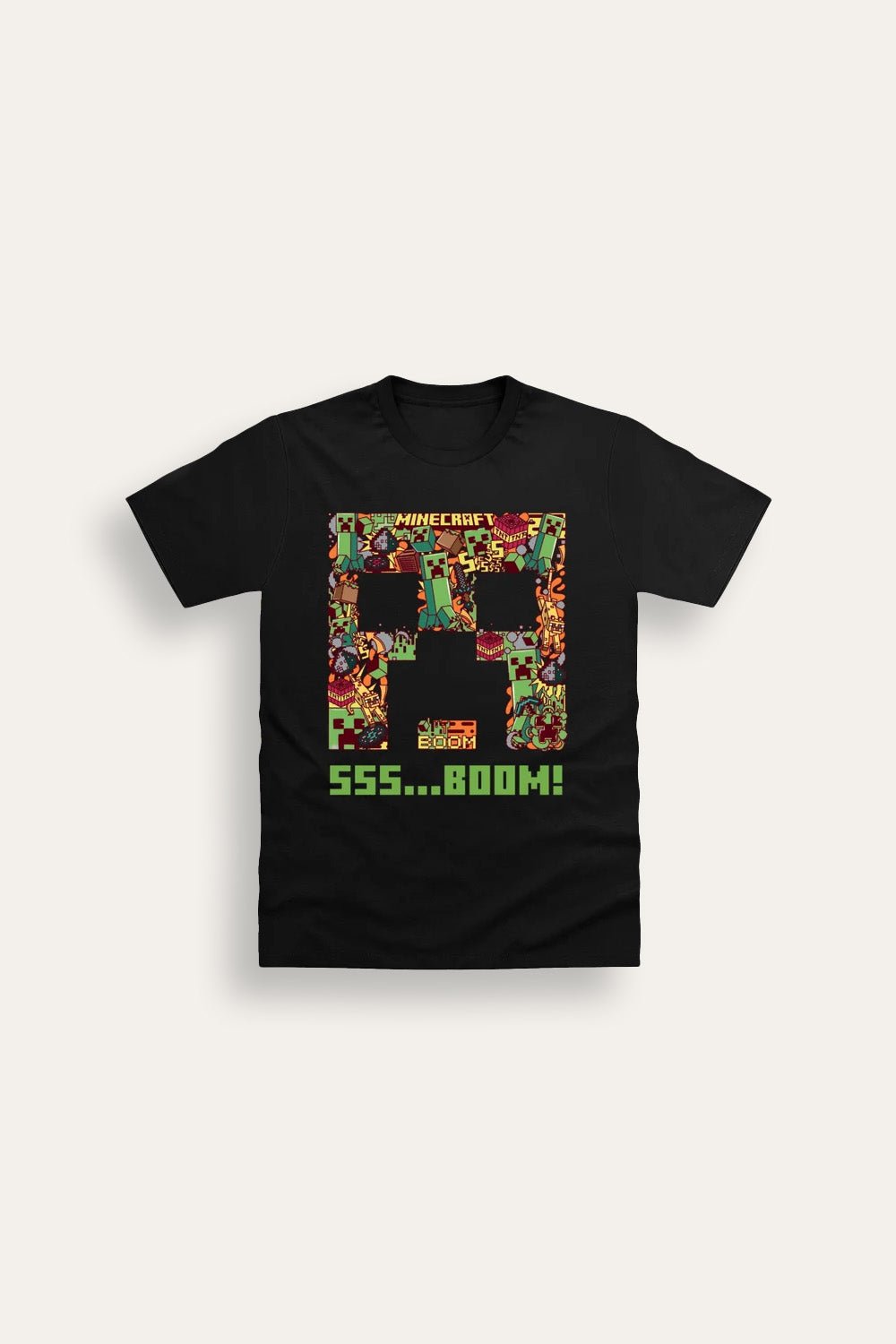 Boys Minecraft Creeper Black T-Shirt - Brand Threads