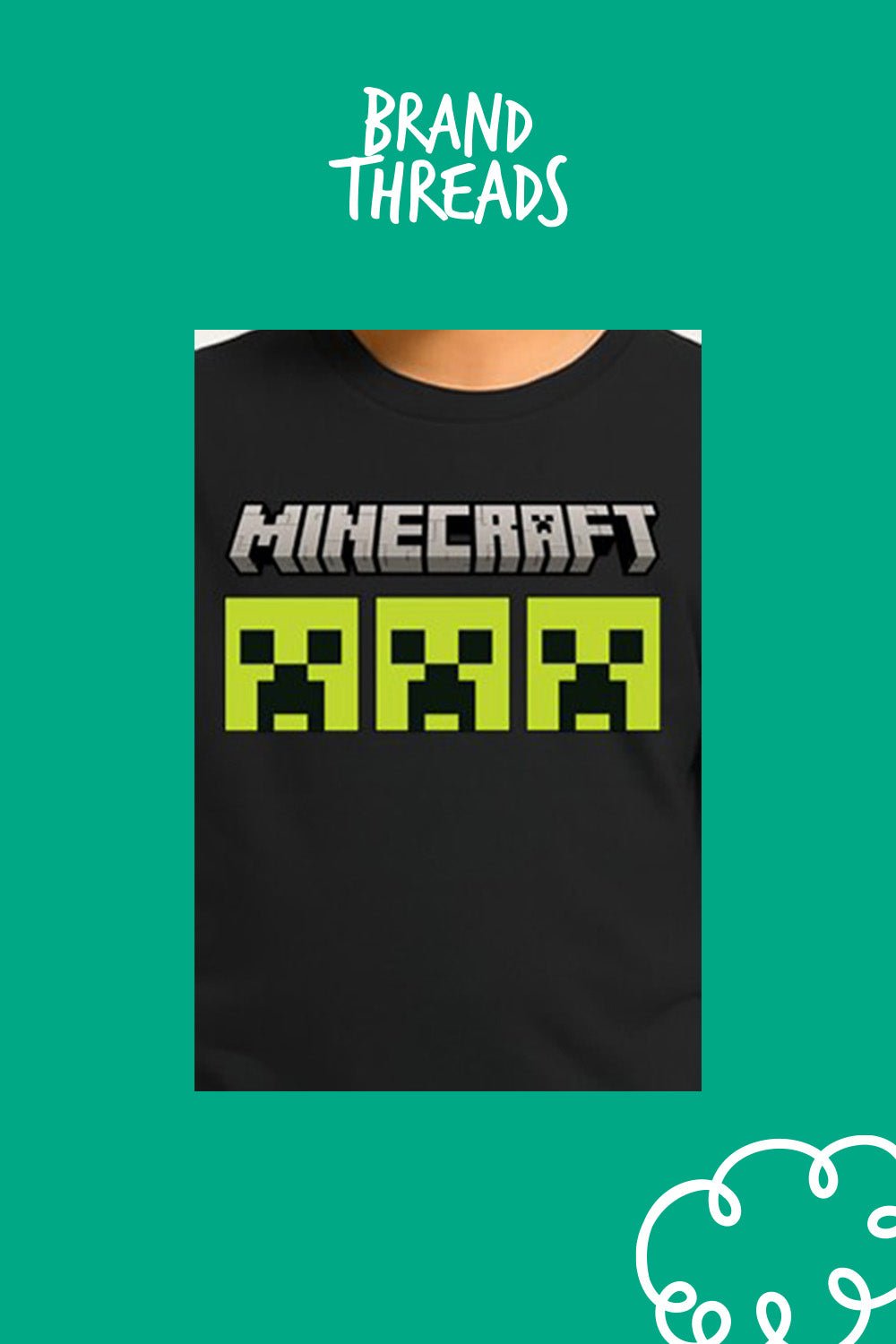 Boys Minecraft Creeper Black T-Shirt - Brand Threads