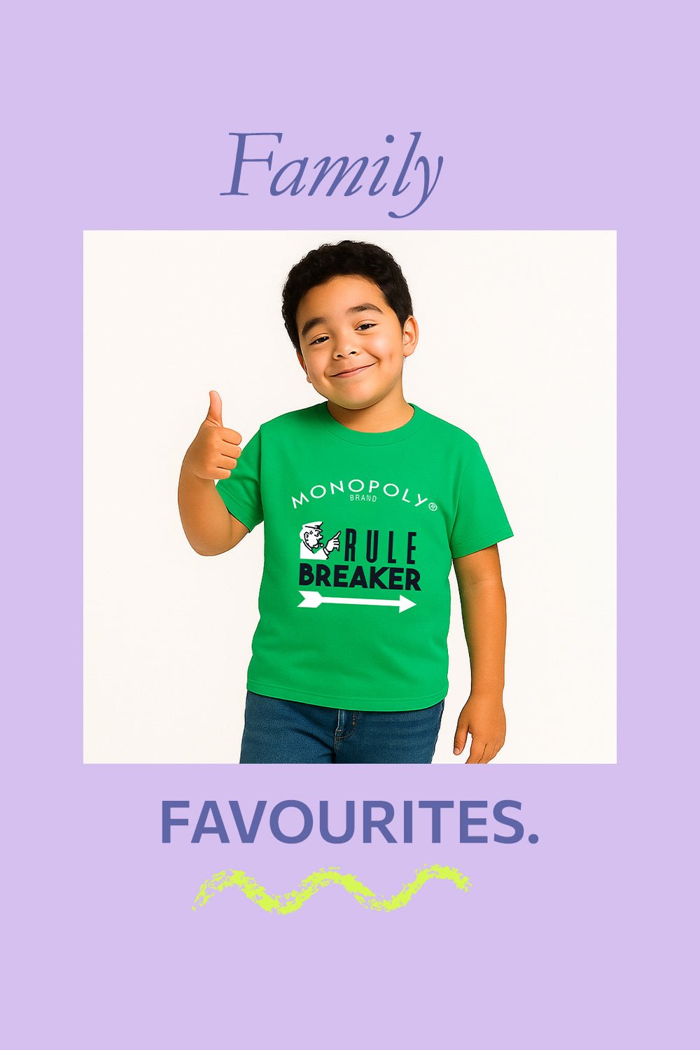 Boys Monopoly Board Game T-Shirt – Green Graphic Tee with Classic Logo - Brand Threads