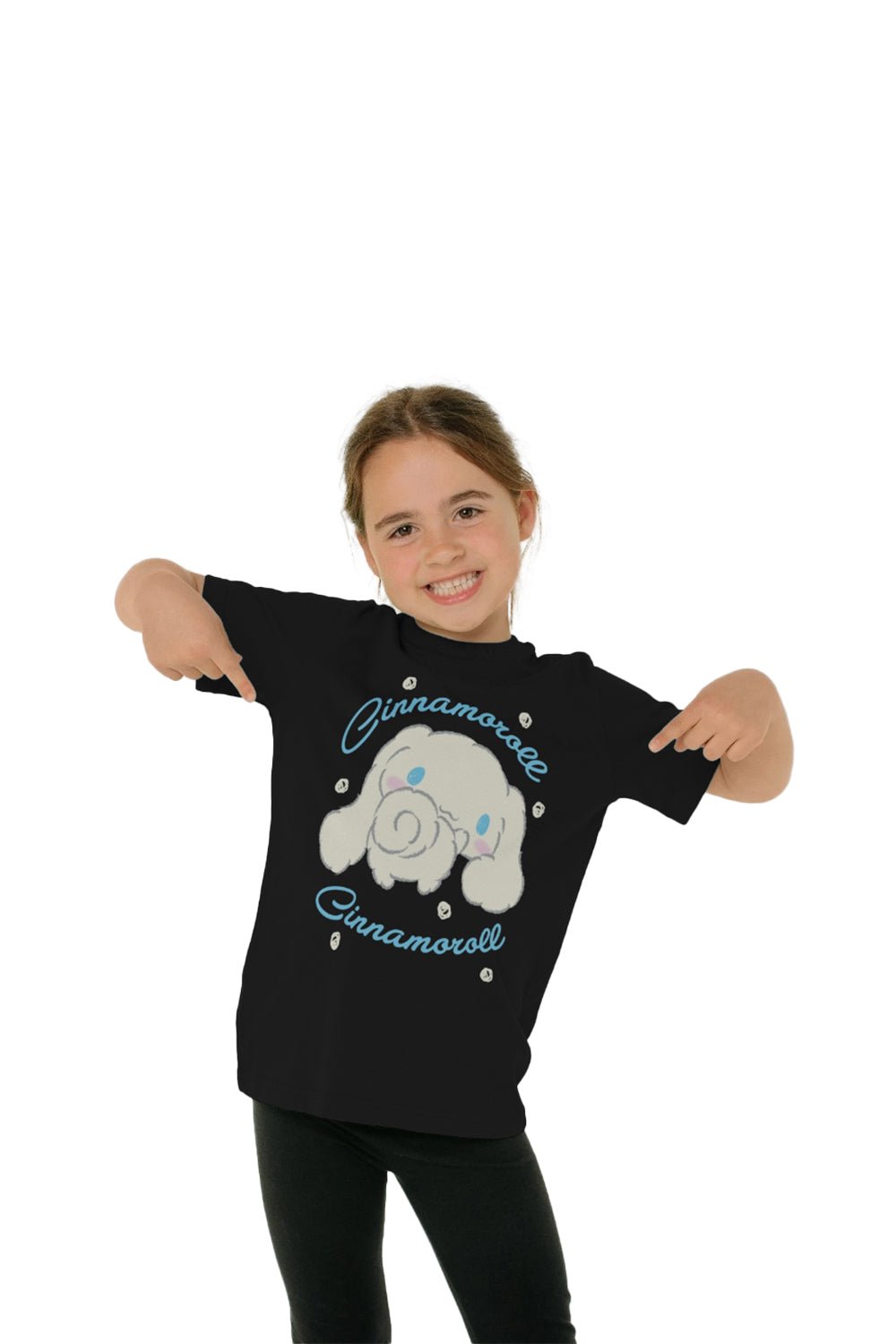 Cinnamoroll Girls Black T-Shirt Official Sanrio Character Tee - Brand Threads