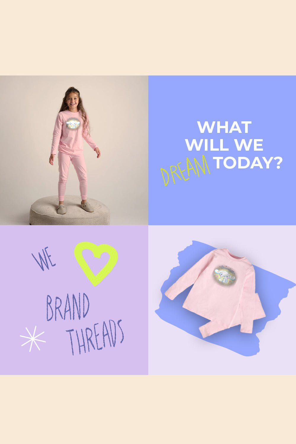 Cinnamoroll Girls Pink Pyjama Set – 100% Cotton - Brand Threads