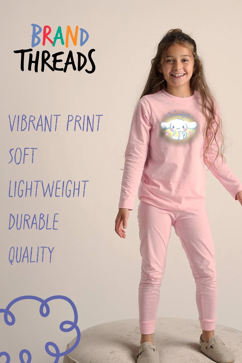 Cinnamoroll Girls Pink Pyjama Set – 100% Cotton - Brand Threads