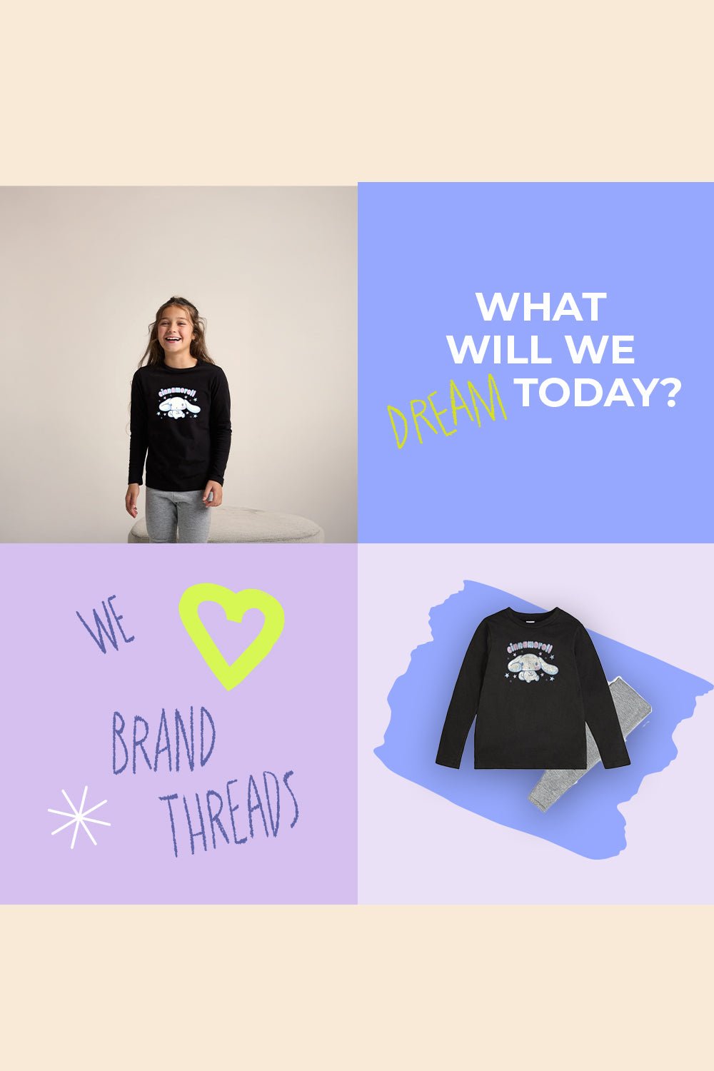 Cinnamoroll girls pjs – long sleeve, cotton pyjama set - Brand Threads