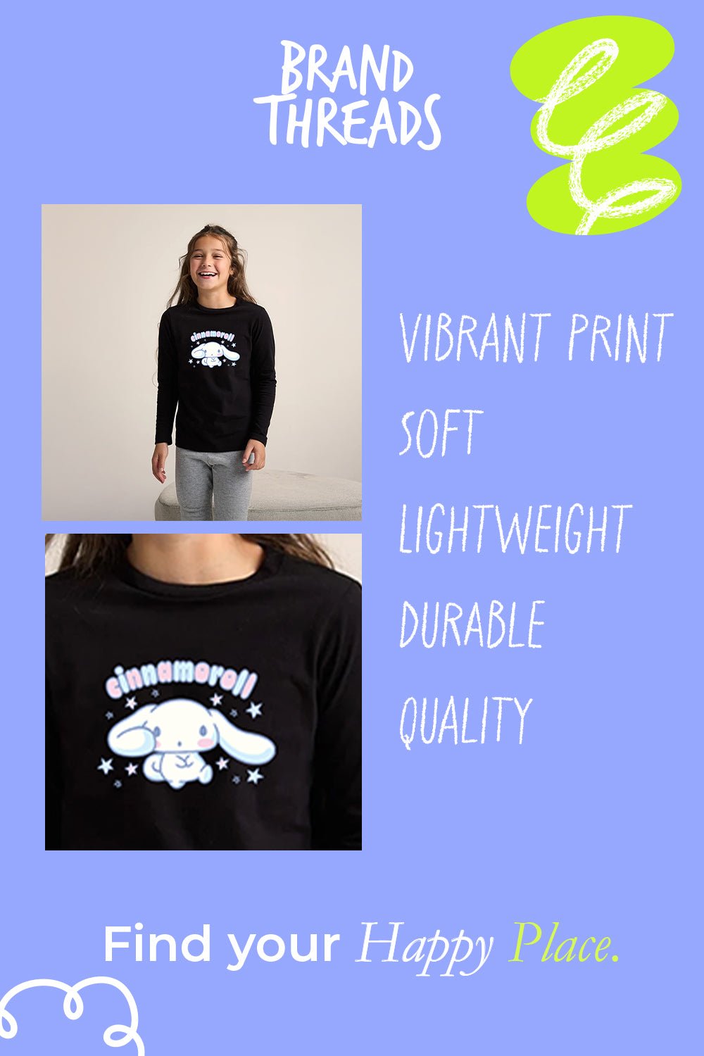 Cinnamoroll girls pjs – long sleeve, cotton pyjama set - Brand Threads