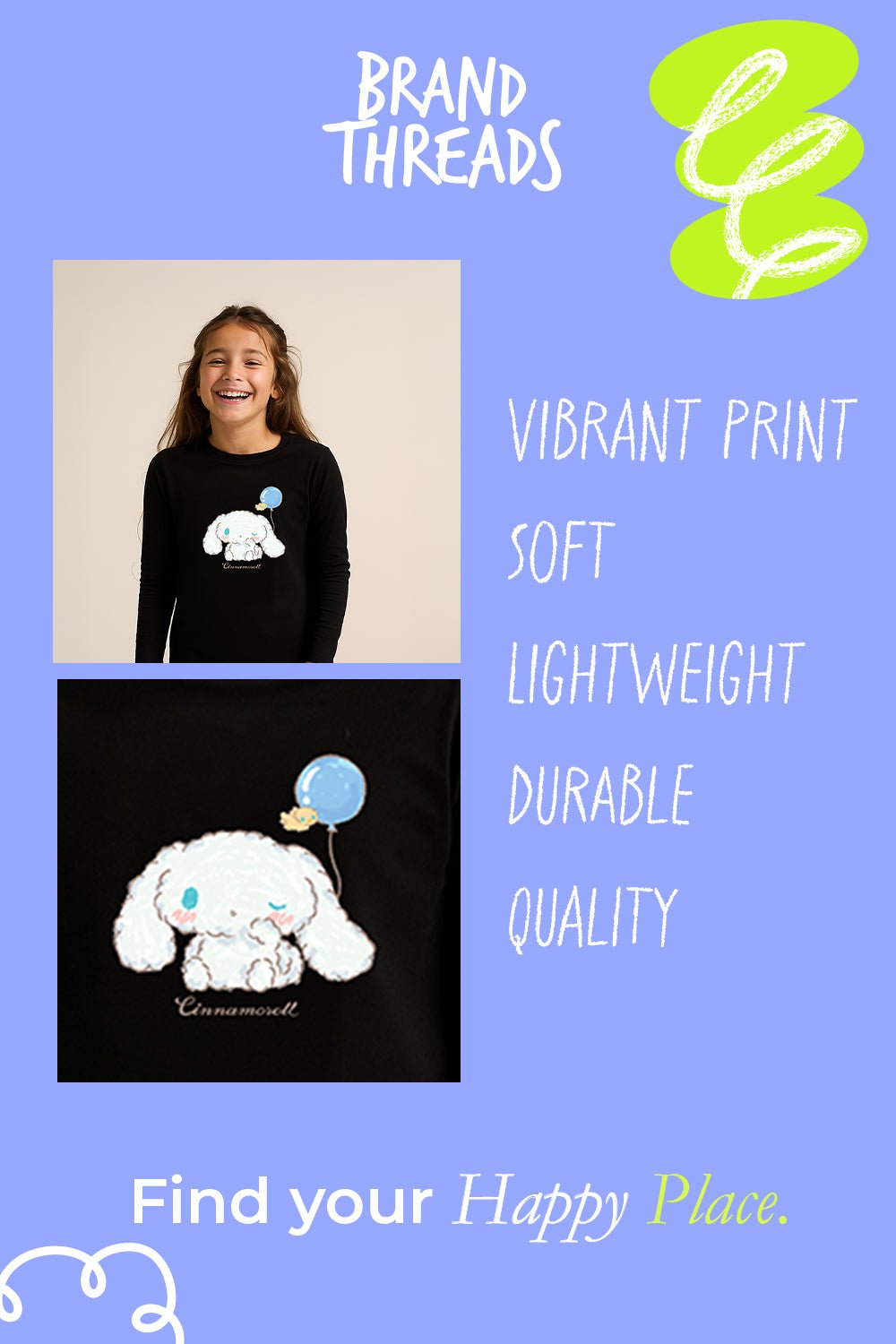 Cinnamoroll Girls Pyjama Set Black - Brand Threads