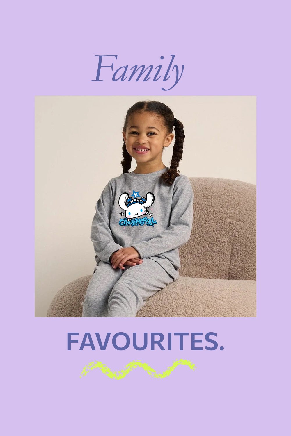 Cinnamoroll Girls Pyjama Set Grey Official Sanrio Nightwear - Brand Threads