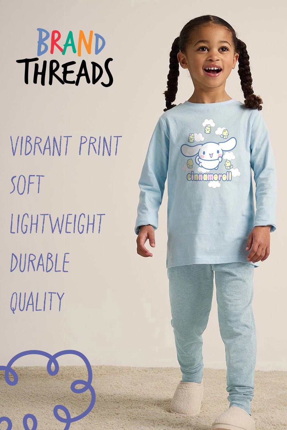 Cinnamoroll girls pyjamas – blue long sleeve pyjama set - Brand Threads