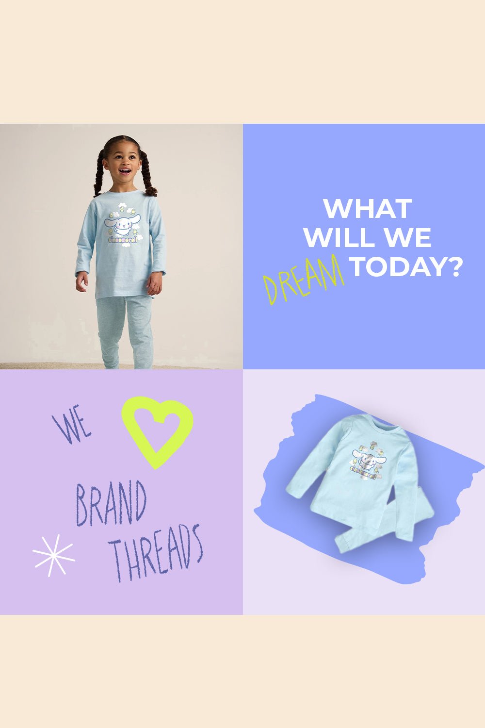 Cinnamoroll girls pyjamas – blue long sleeve pyjama set - Brand Threads