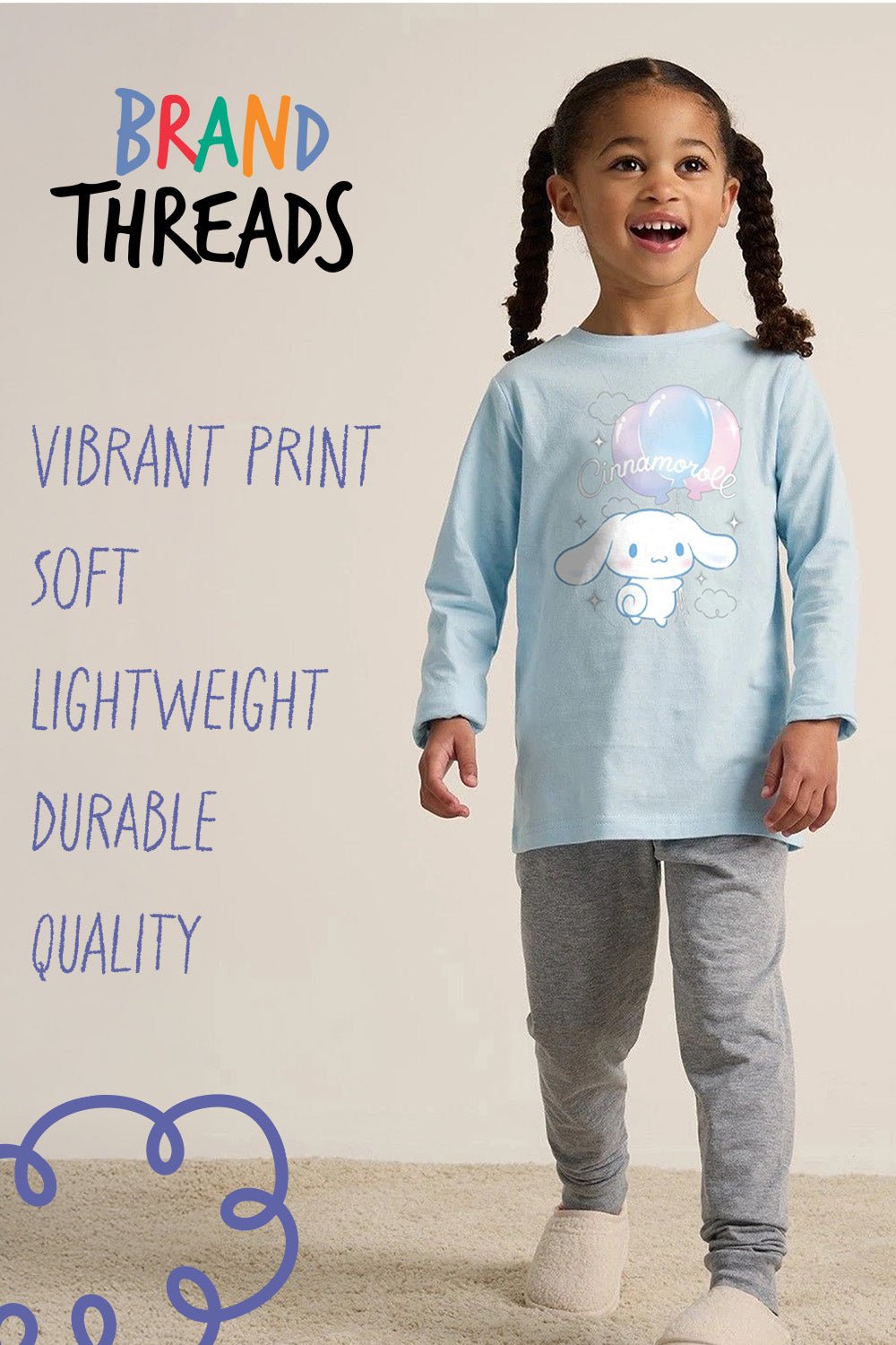 Cinnamoroll girls pyjamas – long sleeve blue pyjama set - Brand Threads
