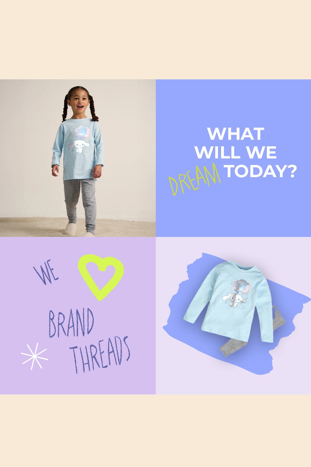 Cinnamoroll girls pyjamas – long sleeve blue pyjama set - Brand Threads