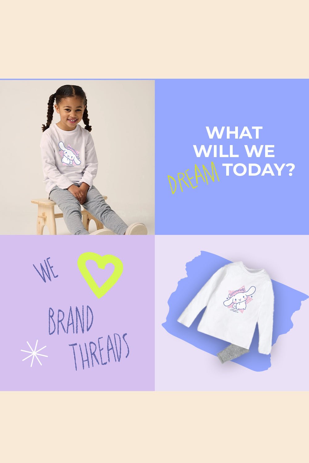 Cinnamoroll girls pyjamas – long sleeve white pyjama set - Brand Threads