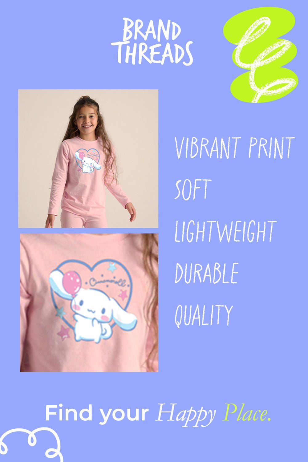 Cinnamoroll girls pyjamas – pink long sleeve pyjama set - Brand Threads