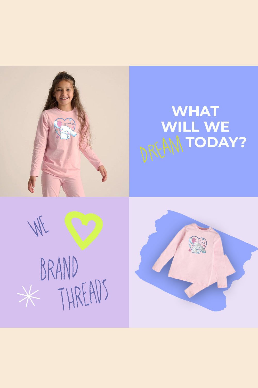 Cinnamoroll girls pyjamas – pink long sleeve pyjama set - Brand Threads