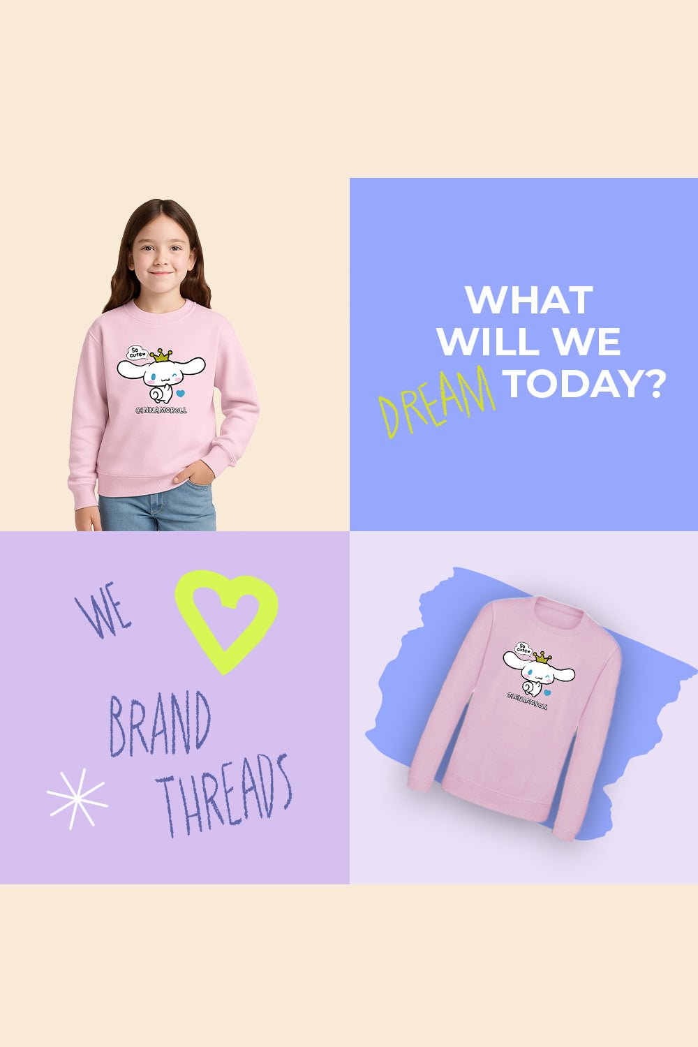 Cinnamoroll girls sweatshirt – long sleeve pink kids jumper - Brand Threads