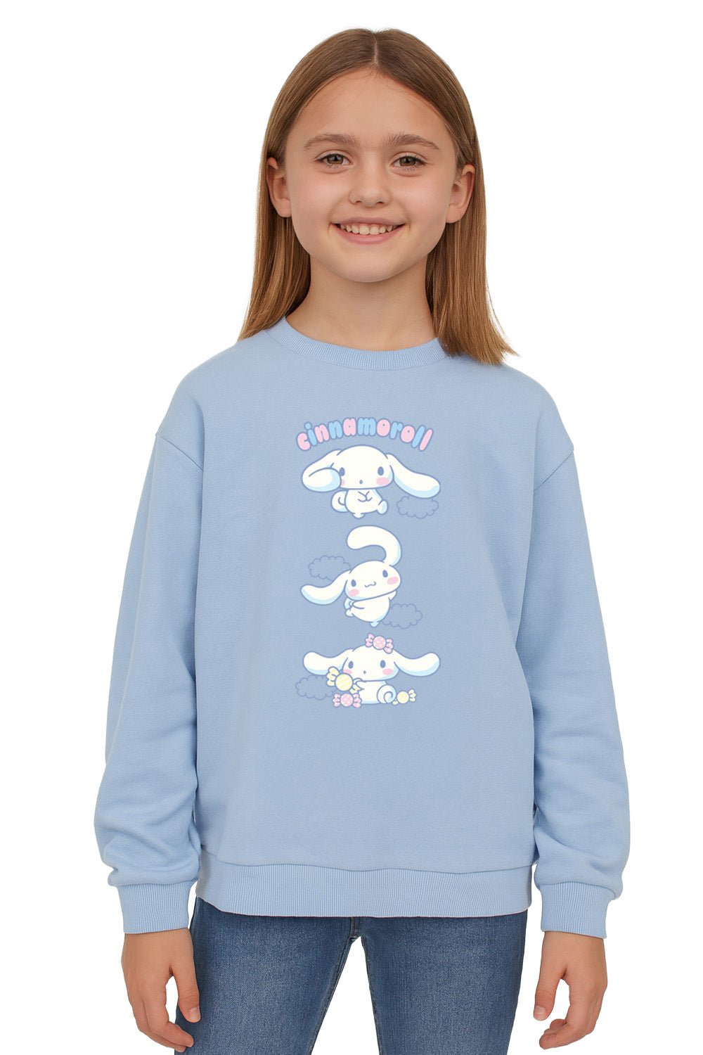 Cinnamoroll girls sweatshirt – sky blue crewneck jumper - Brand Threads