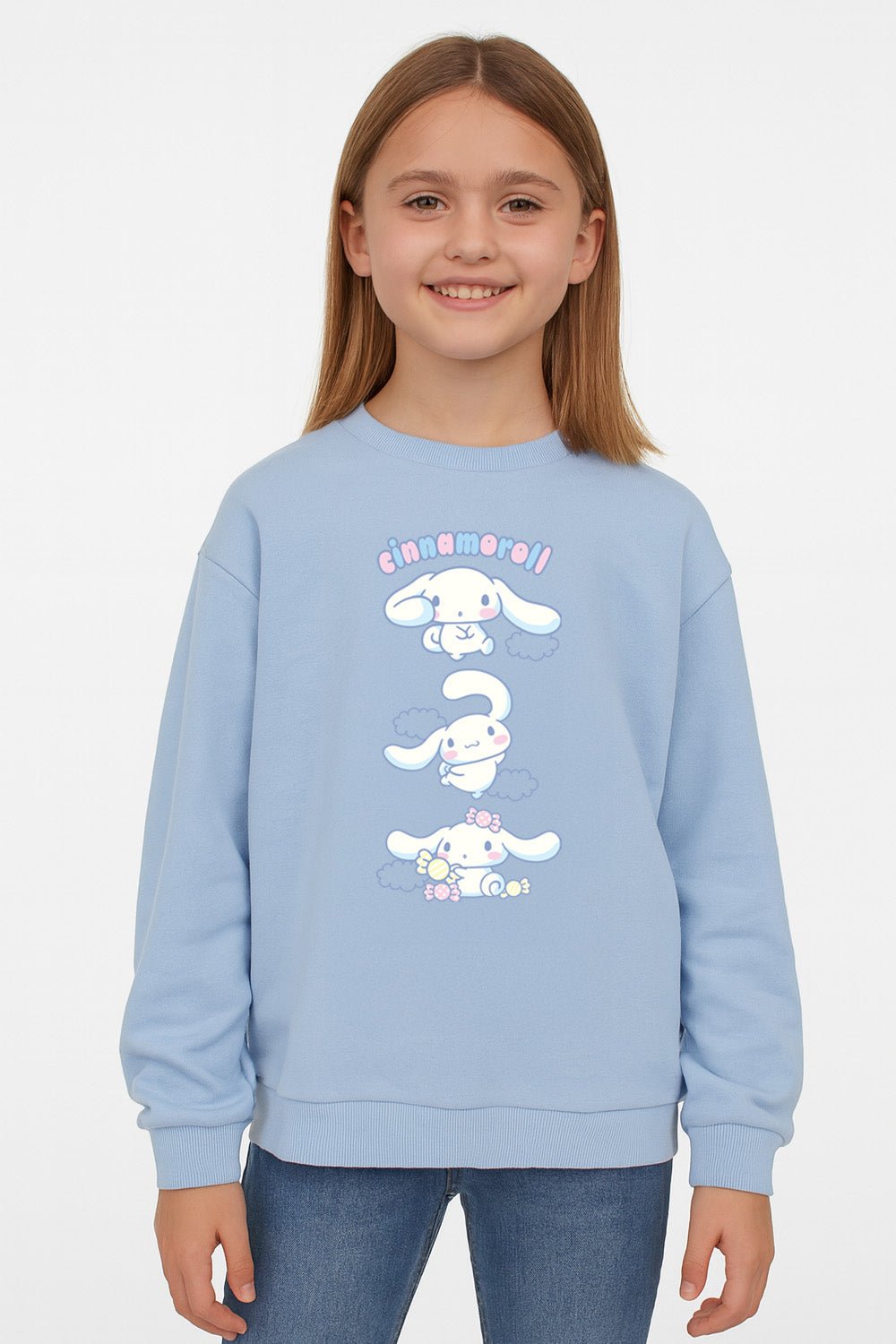 Cinnamoroll girls sweatshirt – sky blue crewneck jumper - Brand Threads