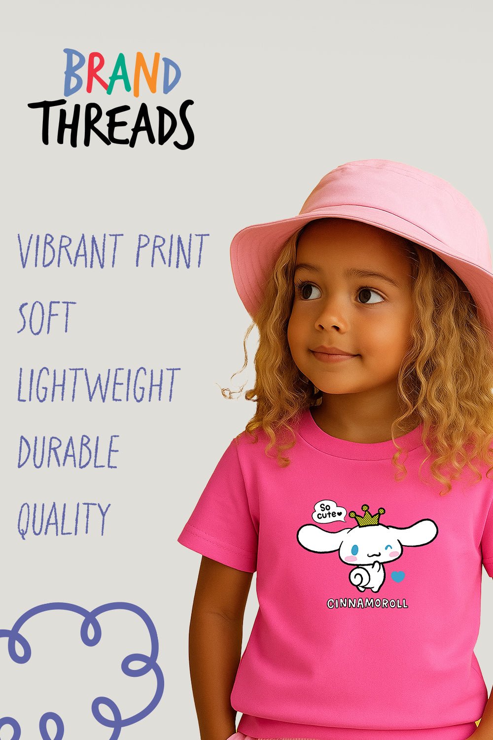 Cinnamoroll girls t-shirt – short sleeve pink graphic tee - Brand Threads