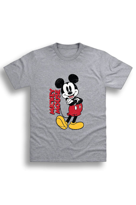 Disney Mickey Mouse Boys T-Shirt – Grey 100% Cotton Short Sleeve Tee - Brand Threads
