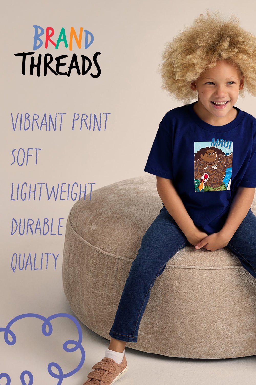 Disney Moana 2 Boys T-Shirt – Navy 100% Cotton Short Sleeve Tee - Brand Threads