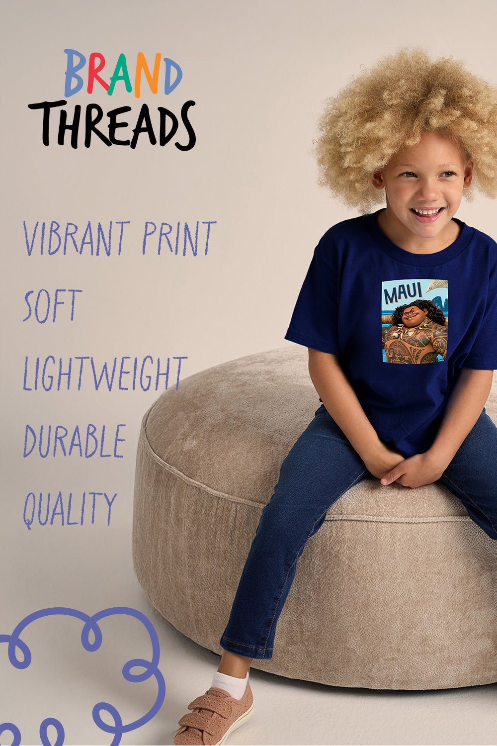 Disney Moana 2 Boys T-Shirt – Navy 100% Cotton Short Sleeve Tee - Brand Threads