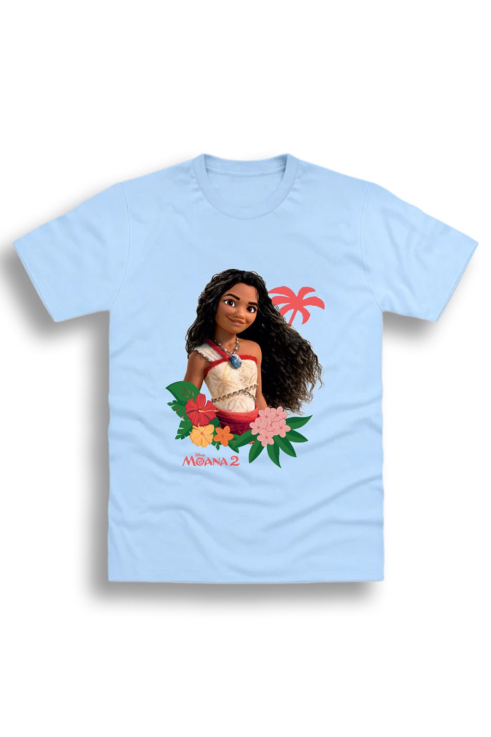 Disney Moana 2 Girls T-Shirt – Light Blue 100% Cotton Short Sleeve Tee - Brand Threads