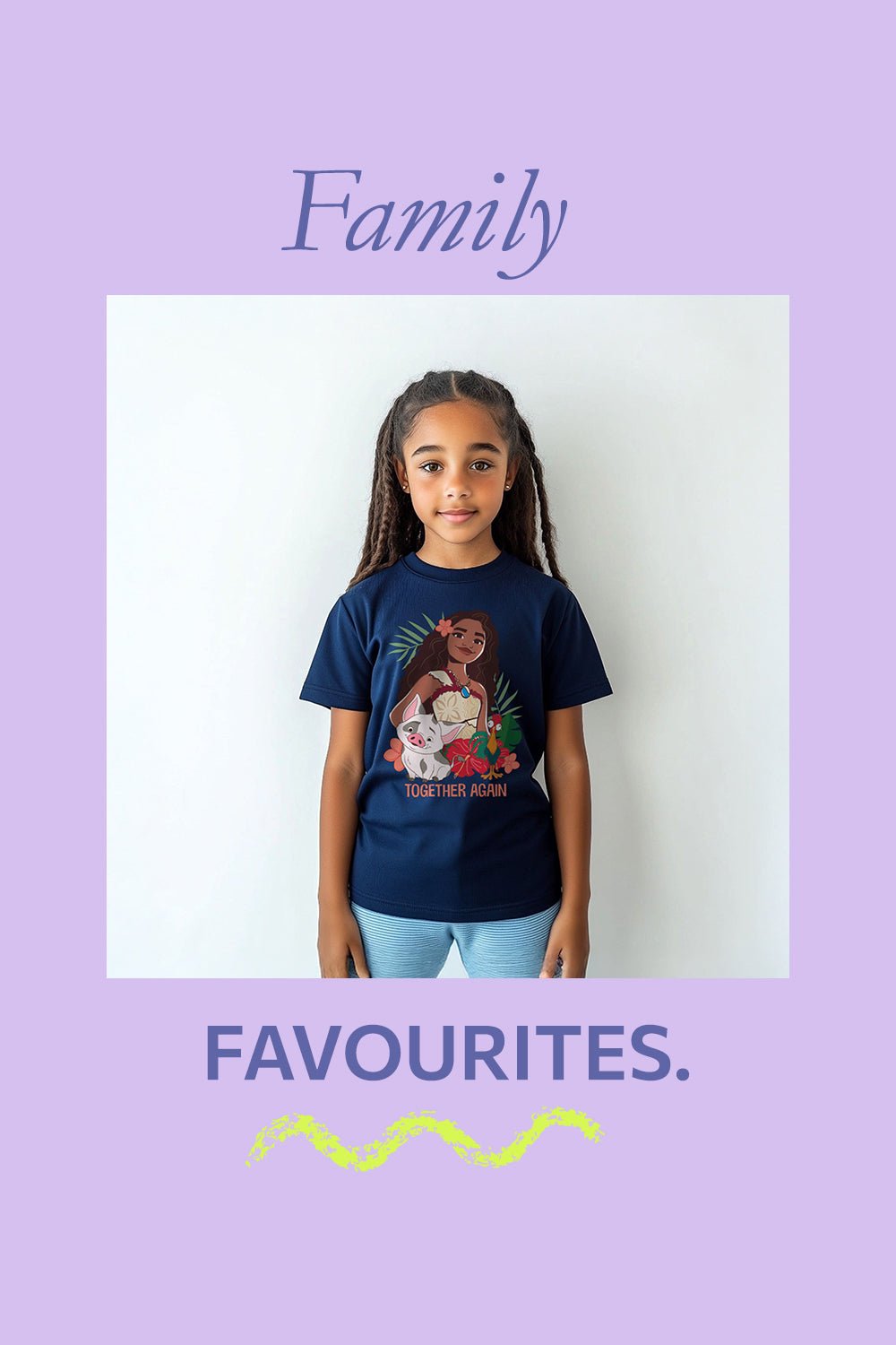 Disney Moana 2 Girls’ T-Shirt – Official Navy 100% Cotton Tee - Brand Threads