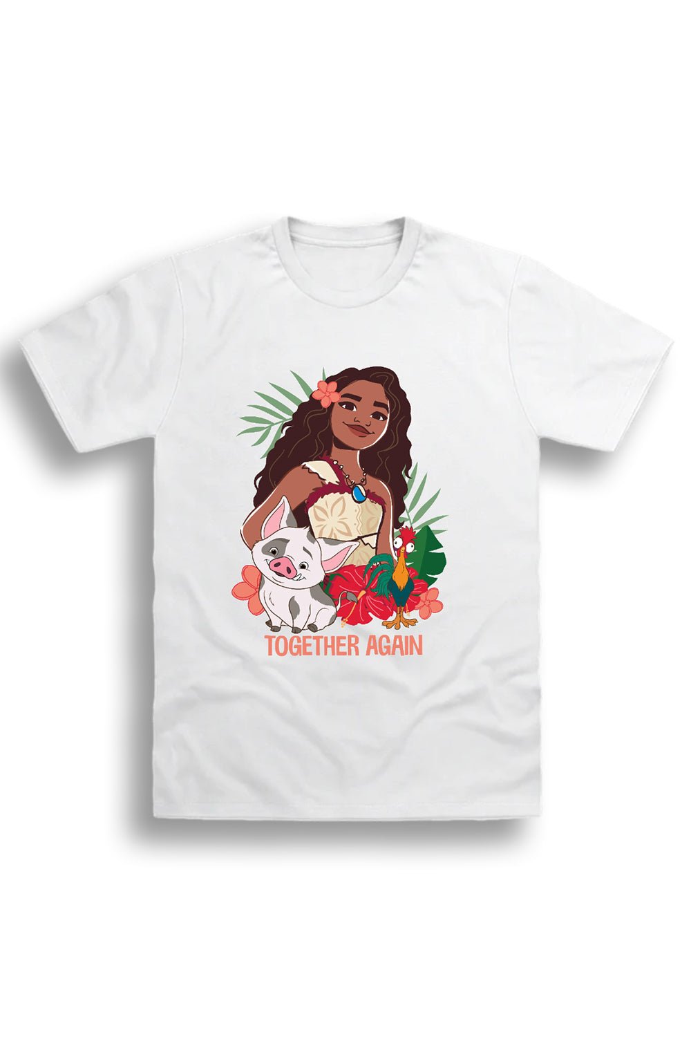 Disney Moana 2 Girls T-Shirt – White 100% Cotton Short Sleeve Tee - Brand Threads
