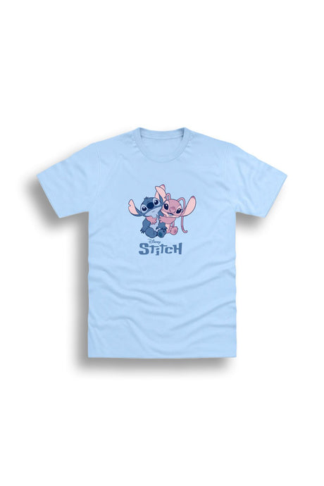 Disney Stitch & Angel Women’s T-Shirt – Light Blue 100% Cotton Short Sleeve Tee - Brand Threads